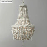 Rustic Wood Chandelier Light With 3 Pendant Lamps - Perfect For Country Living Rooms