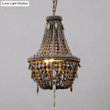 Rustic Wood Chandelier Light With 3 Pendant Lamps - Perfect For Country Living Rooms