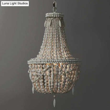Rustic Wood Chandelier Light With 3 Pendant Lamps - Perfect For Country Living Rooms