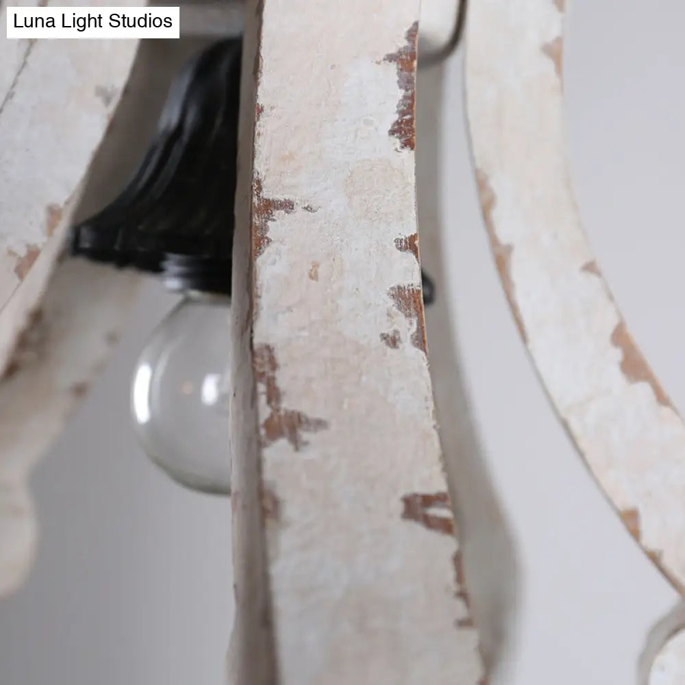 Rustic Wooden Lantern Pendant Ceiling Light - Distressed White Hanging Kit 1-Light Design