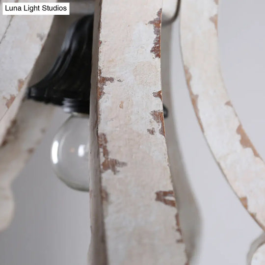 Rustic Wooden Lantern Pendant Ceiling Light - Distressed White Hanging Kit 1-Light Design