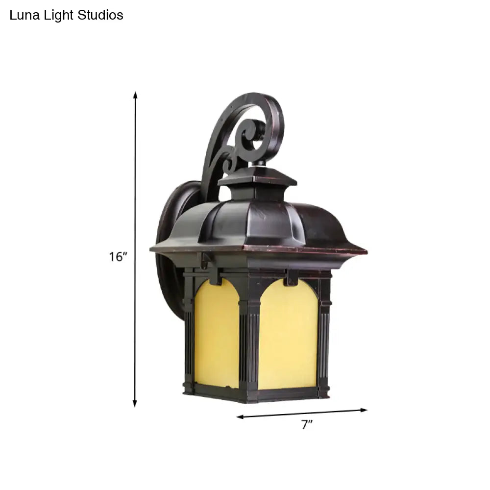 Rustic Yellow Glass Wall Sconce Light Fixture - Single Coffee Finish