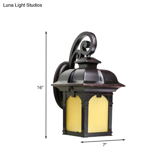 Rustic Yellow Glass Wall Sconce Light Fixture - Single Coffee Finish