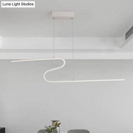 S-Shape Island Pendant Metal Ceiling Lamp In Warm/White Light - Modern Design