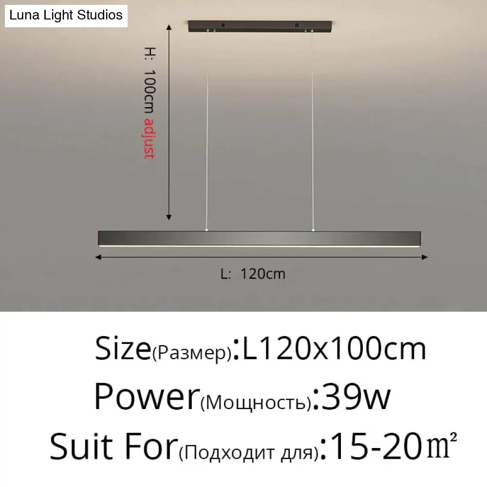 Salix V - Modern Minimalist Led Dimmable Bar Pendant Light Black D 120Cm / With Remote Pendant