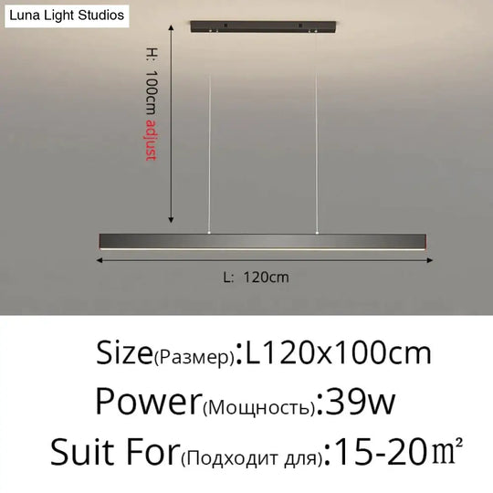 Salix V - Modern Minimalist Led Dimmable Bar Pendant Light Black D 120Cm / With Remote Pendant