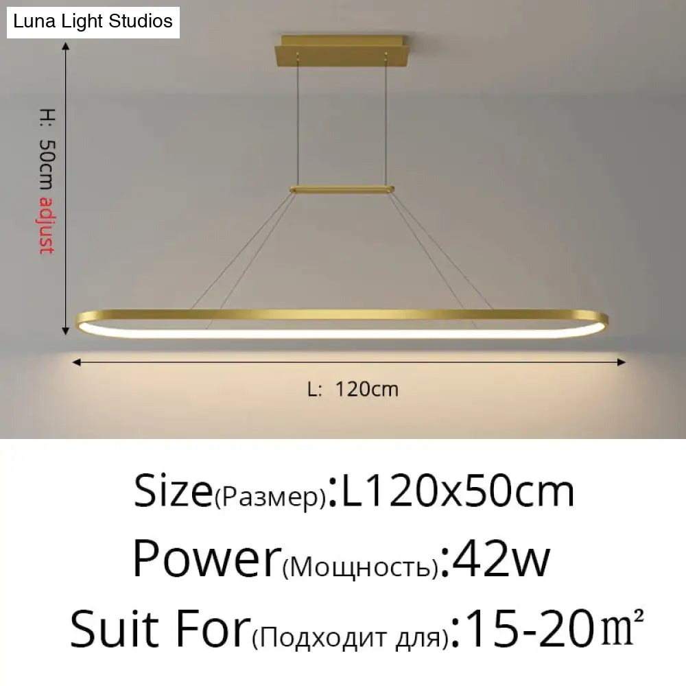 Salix V - Modern Minimalist Led Dimmable Bar Pendant Light Gold C 120Cm / With Remote Pendant