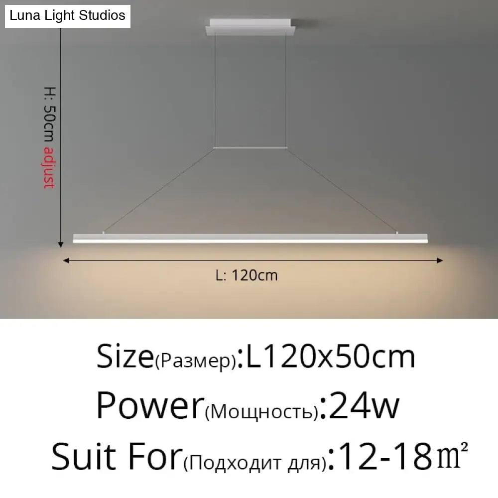 Salix V - Modern Minimalist Led Dimmable Bar Pendant Light White B 120Cm / With Remote Pendant