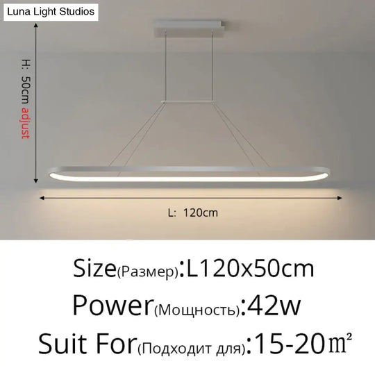 Salix V - Modern Minimalist Led Dimmable Bar Pendant Light White C 120Cm / With Remote Pendant
