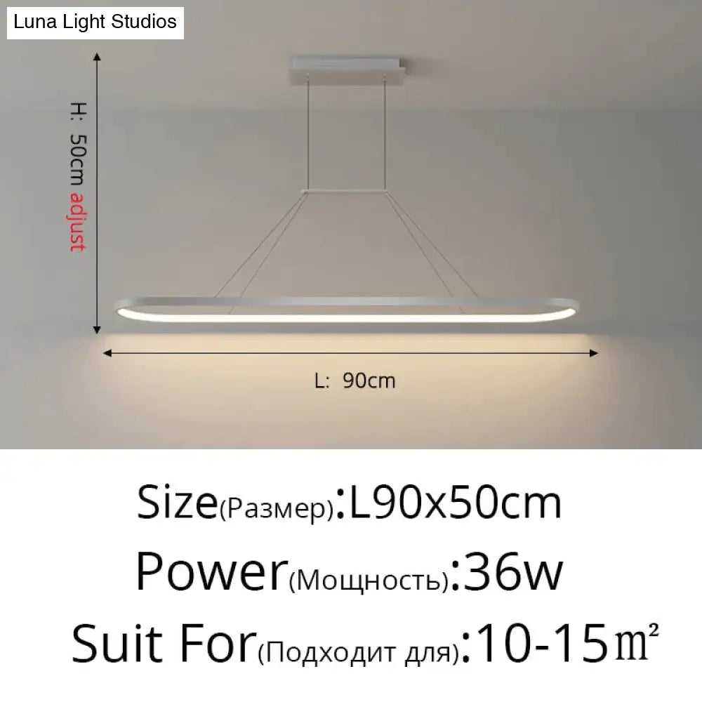 Salix V - Modern Minimalist Led Dimmable Bar Pendant Light White C 90Cm / With Remote Pendant