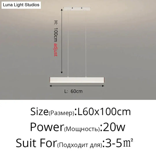 Salix V - Modern Minimalist Led Dimmable Bar Pendant Light White D 60Cm / With Remote Pendant
