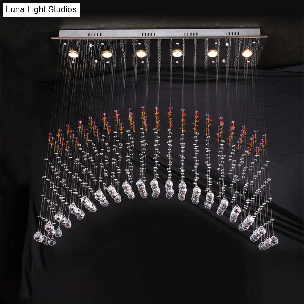 Satin Nickel Crystal Flush Mount Lighting - Perfect For Dining Room