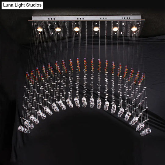 Satin Nickel Crystal Flush Mount Lighting - Perfect For Dining Room