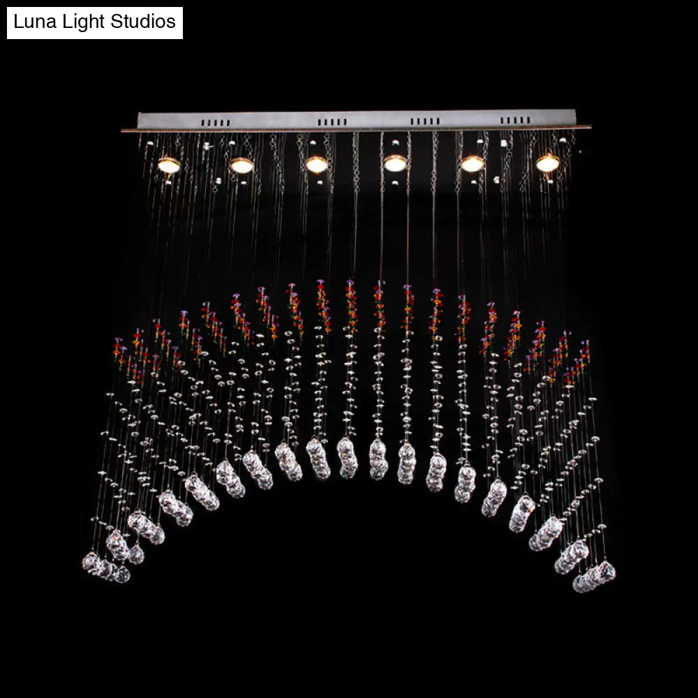 Satin Nickel Crystal Flush Mount Lighting - Perfect For Dining Room