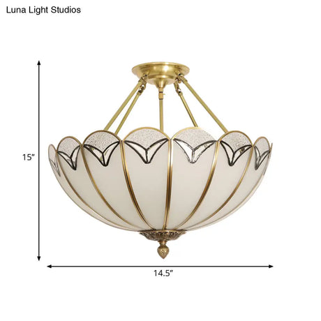 Scallop Flush Mount Ceiling Lighting - Set Of 3 Bulbs With Colonial White Finish And Satin Opal