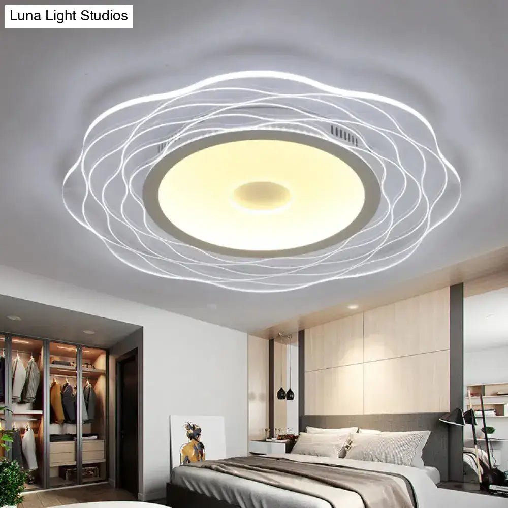 Scalloped Acrylic Led Ceiling Lamp - Super-Thin & Minimalist Design In Warm/White Light Size