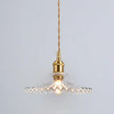 Scalloped Edge Pendant Light - Vintage Industrial Glass Hanging For Living Room Clear