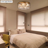 Scalloped Glass Bedroom Flush Mount Light - 14’/18’ W Colonial Brass Lamp With Seedy Shade