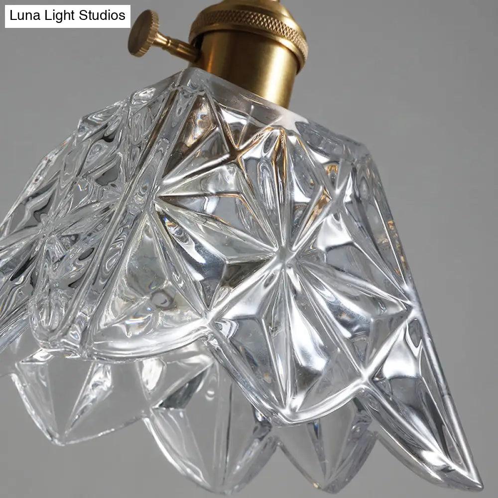 Simplicity Hanging Clear Glass Pendant Light Fixture - Scalloped Design Ideal For Dining Room 1 Bulb