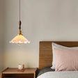 Scalloped Pendant Lamp: Farmhouse Style 1-Light White Glass With Brass Fixture