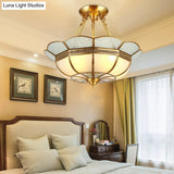 Scalloped Semi - Flush Brass Light Fixture For Bedroom - 4/6 Bulb Ceiling Mount Traditional Design