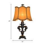 Scalloped-Trim Countryside Bedroom Night Stand Lamp - Beige 1-Light 12 Or 16 Wide