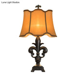 Scalloped-Trim Countryside Bedroom Night Stand Lamp - Beige 1-Light 12 Or 16 Wide