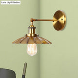 Scalloped Vintage Wall Lamp: Rotatable Metallic Light In Rustic Dark/White