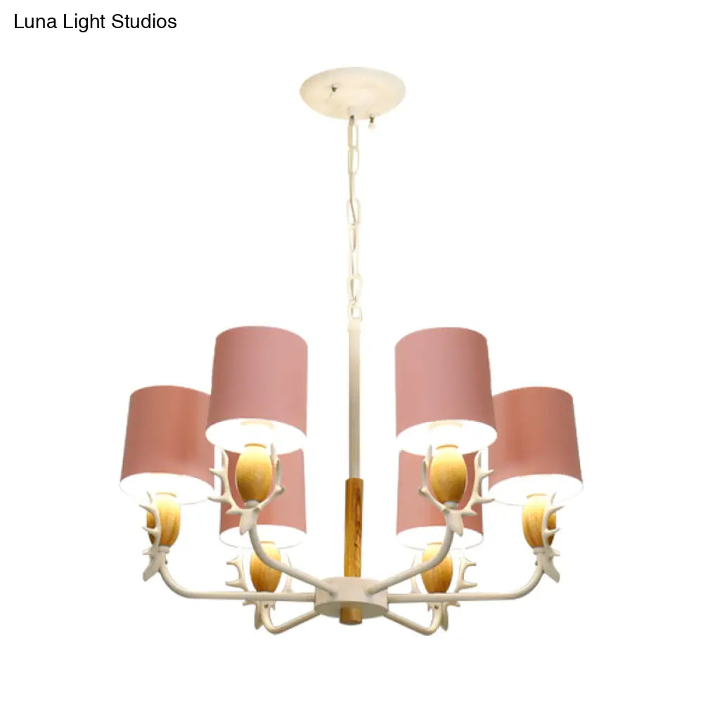 Scandinavian Deer Horn Chandelier - Stylish Metal Wood Hanging Light For Living Room