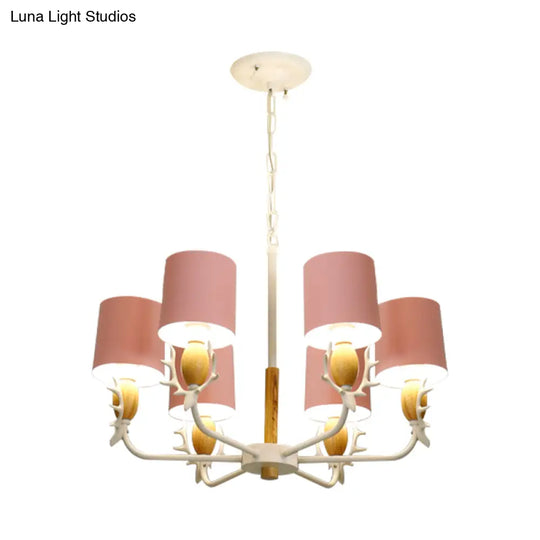 Scandinavian Deer Horn Chandelier - Stylish Metal Wood Hanging Light For Living Room