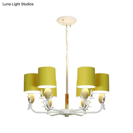 Scandinavian Deer Horn Chandelier - Stylish Metal Wood Hanging Light For Living Room