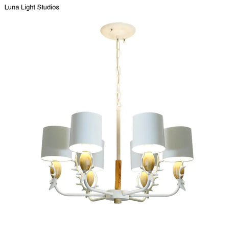 Scandinavian Deer Horn Chandelier - Stylish Metal Wood Hanging Light For Living Room