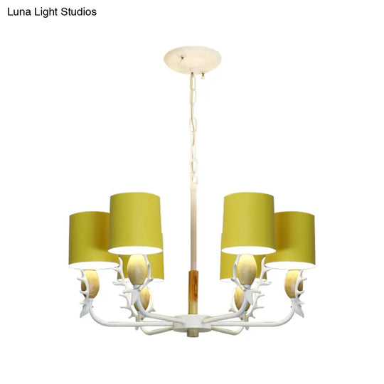 Scandinavian Deer Horn Chandelier - Stylish Metal Wood Hanging Light For Living Room