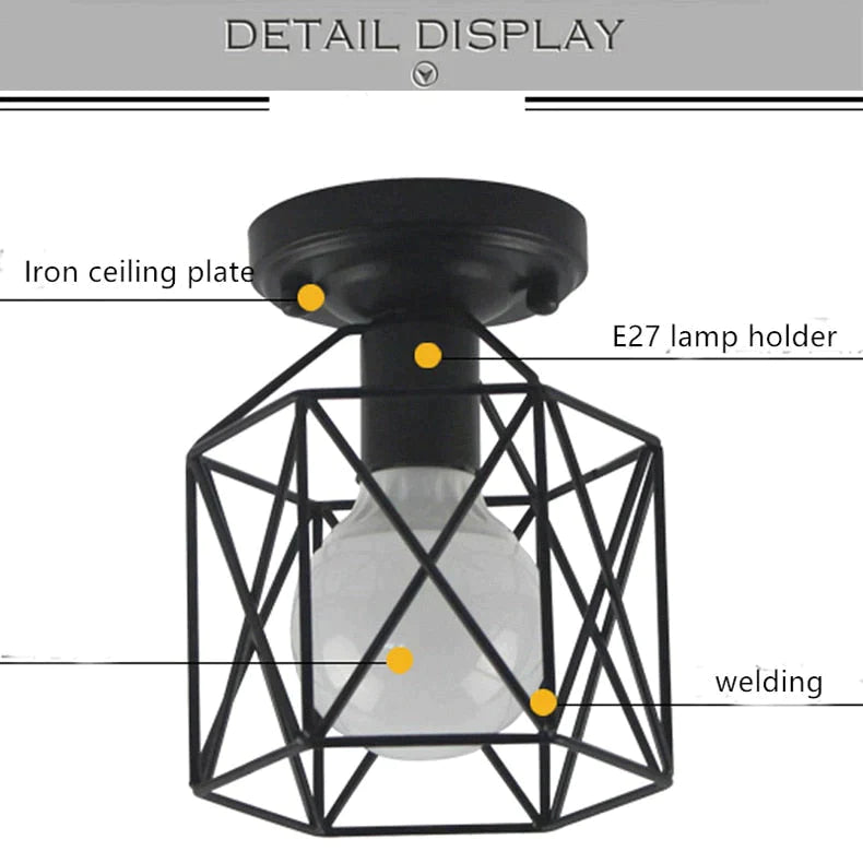 Scarlett Vintage Industrial Iron Cage Led Ceiling Lights Ceiling