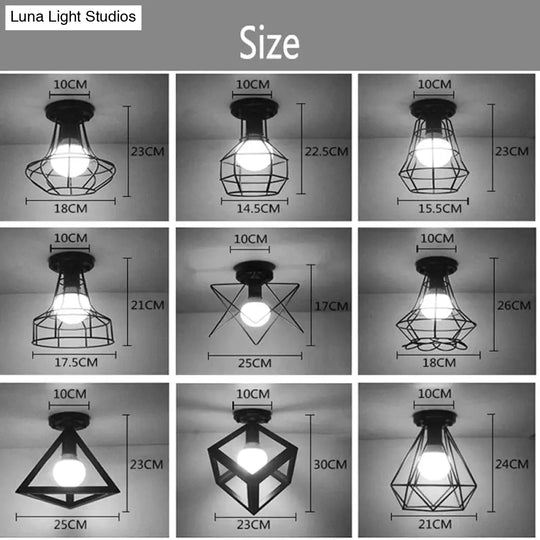 Scarlett Vintage Industrial Iron Cage Led Ceiling Lights Ceiling