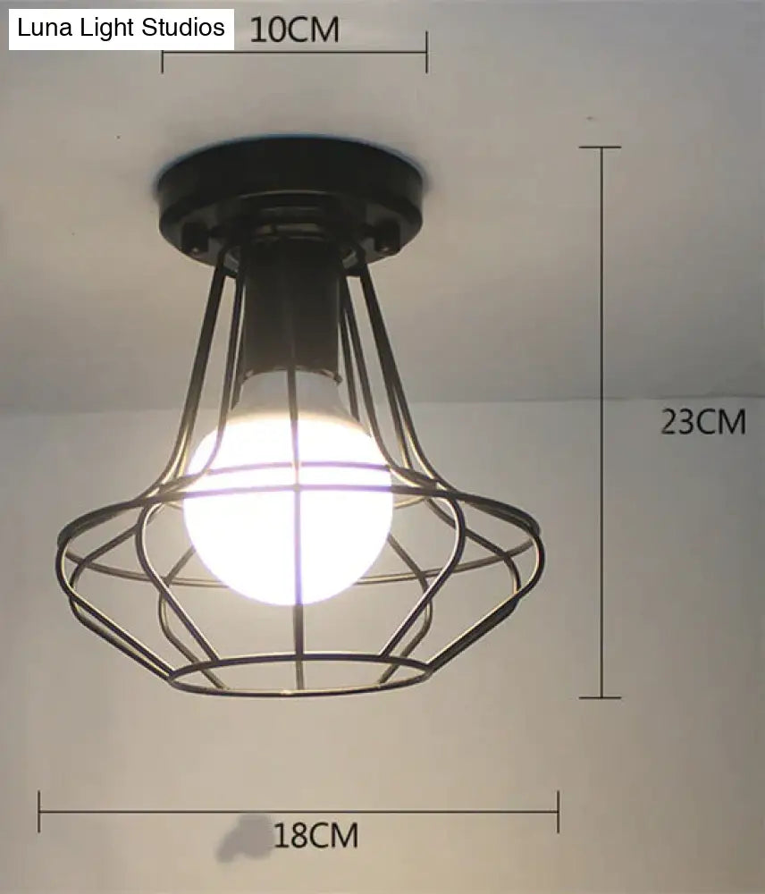 Scarlett Vintage Industrial Iron Cage Led Ceiling Lights Ceiling