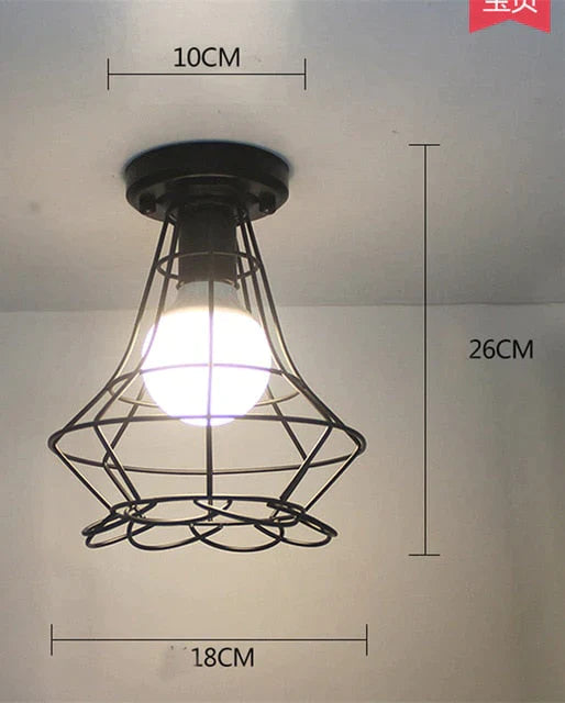 Scarlett Vintage Industrial Iron Cage Led Ceiling Lights Ceiling