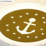 Seaside Anchor Ceiling Light In Yellow For Bedroom - Acrylic Flush Mount Fixture