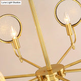 Seeded Glass Gold Chandelier - Colonial Down Lighting Pendant 6/8 Lights Ideal For Living Room