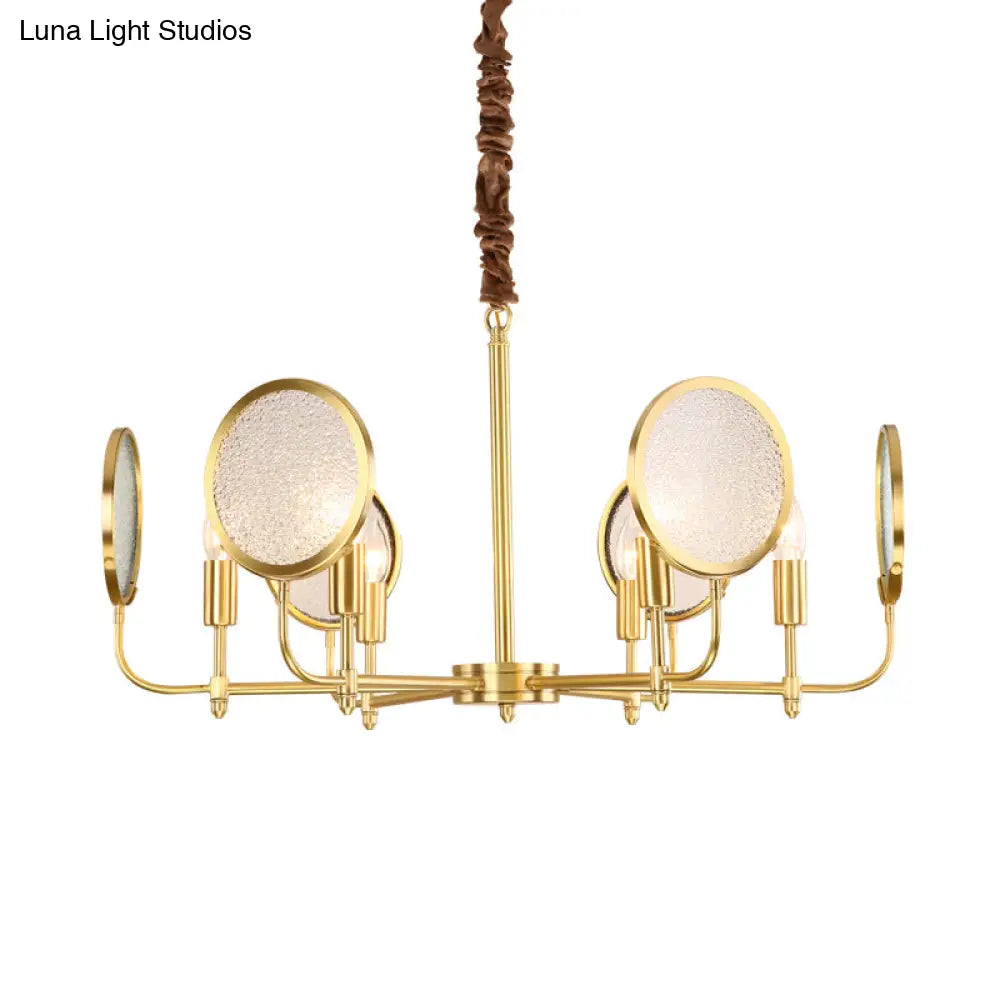 Seeded Glass Gold Chandelier - Colonial Down Lighting Pendant 6/8 Lights Ideal For Living Room