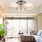 Semi Flush Ceiling Light Fixture - Stunning Drum Acrylic Shade 1/2/3 Lights Modern Silver Design