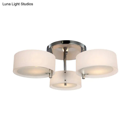 Semi Flush Ceiling Light Fixture - Stunning Drum Acrylic Shade 1/2/3 Lights Modern Silver Design