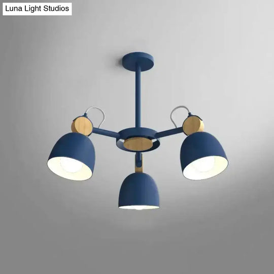 Semi Flush Dome Light With Adjustable Wood Joint For Modern Close-To-Ceiling Lighting 3 / Blue