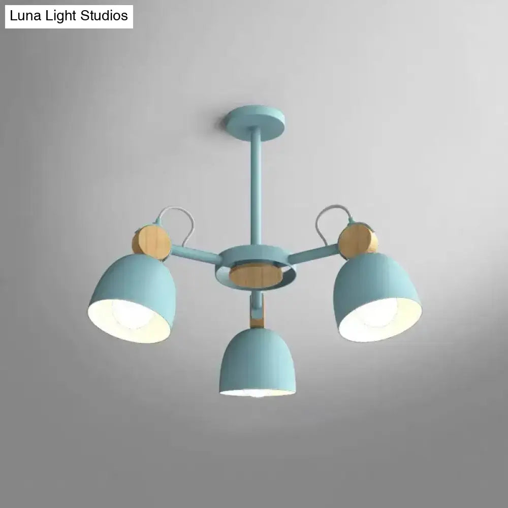 Semi Flush Dome Light With Adjustable Wood Joint For Modern Close-To-Ceiling Lighting 3 / Blue