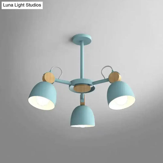 Semi Flush Dome Light With Adjustable Wood Joint For Modern Close-To-Ceiling Lighting 3 / Blue