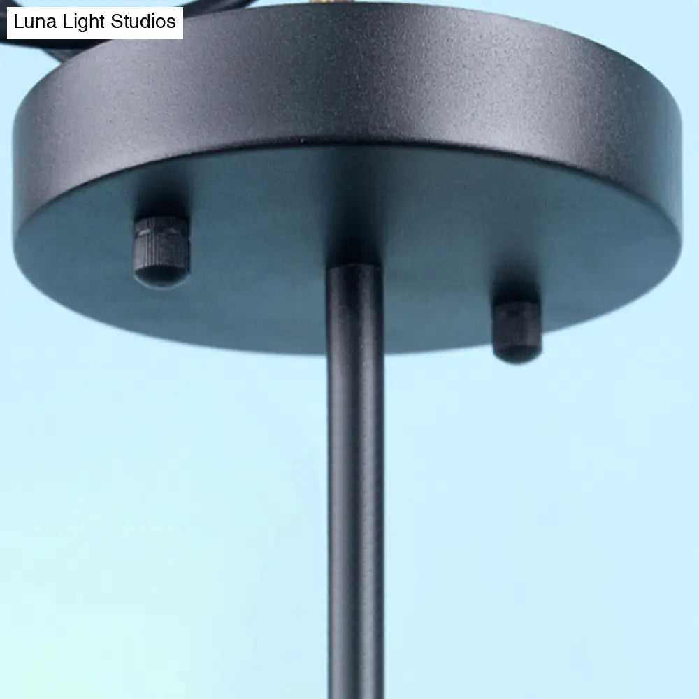 Semi Flush Industrial Ceiling Lamp With Wood Accents - 3/5-Light Metal Open Bulb Fixture For Bedroom