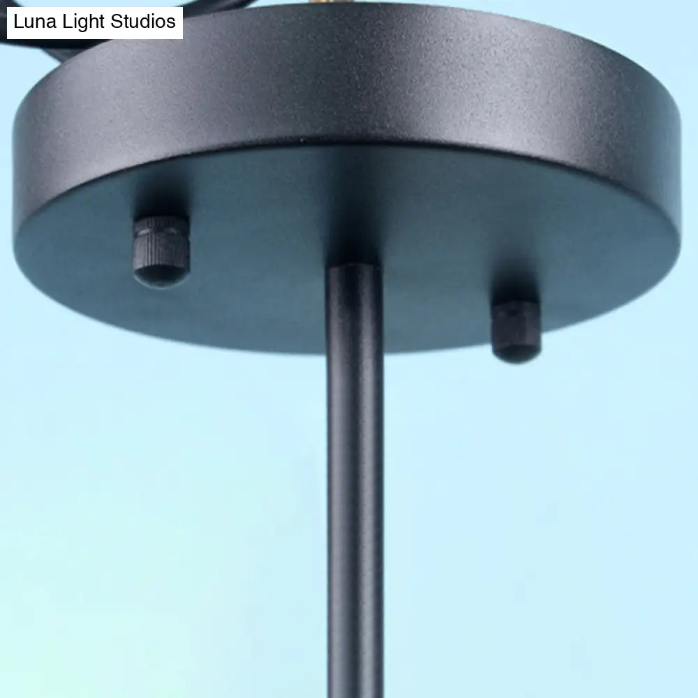 Semi Flush Industrial Ceiling Lamp With Wood Accents - 3/5-Light Metal Open Bulb Fixture For Bedroom
