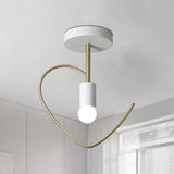 Semi Flush Macaron Iron Ceiling Light With Star/Loving Heart Frame - 1 - Light Grey/White/Green