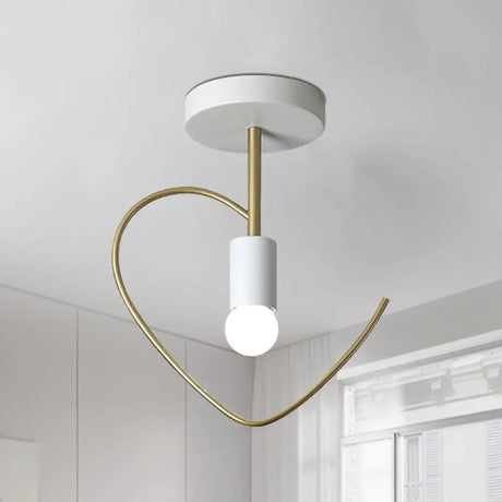 Semi Flush Macaron Iron Ceiling Light With Star/Loving Heart Frame - 1 - Light Grey/White/Green