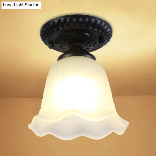 Semi Flush Mount Clear Glass Cone Industrial Ceiling Light Fixture With One Bulb In